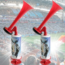 Dodomes Handheld Air Horn for Safety, Hand Pump Horn for Sports Events, Metal+ABS Noise Maker Horn for Boating, Birthday, Graduation, Wedding Parties(2 Pack)