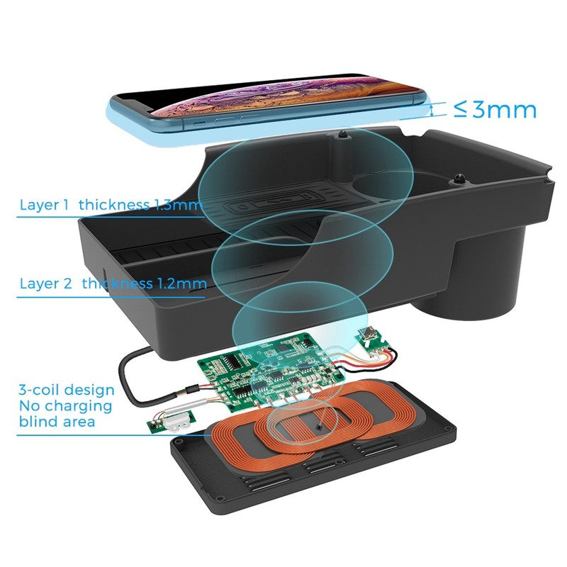 Wireless Phone Charging Pad Organizer Box with Water Cup Holder