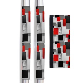 Red Black Refrigerator Door Handle Covers Set of 2 for Dishwasher Microwave Oven Fridge Stove Appliance Door Handles,Washable Kitchen Decor Accessories,Modern Minimalist Abstract Geometric Grey White