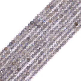 GEM-INSIDE CREATE YOUR OWN FASHION Grey Labradorite Semi Precious Stone Grade AAA 2mm Round Faceted Spacer for Jewellery Making 15"