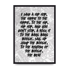 Lithobee - I Said A Hip Hop - Printed Wall Art Design in Sizes A2, A3 & A4 Framed in a Stylish Quality Coloured Frame or Unframed (A3 Black Brushed Frame)