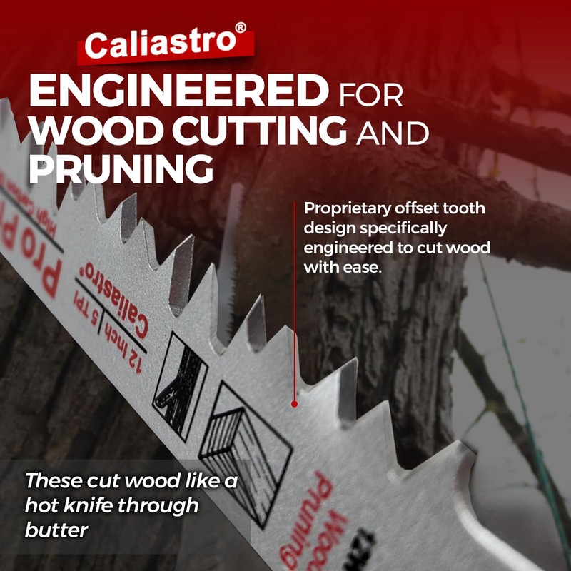Caliastro 12-Inch Wood Pruning Saw Blades for Reciprocating/Sawzall Saws -