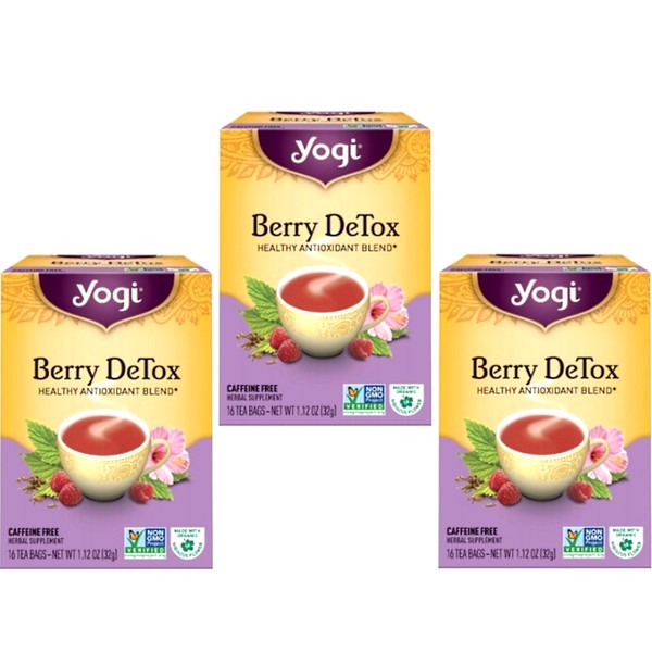 3 x 16 bags YOGI TEA Berry DeTox Herbal Tea Bags (Total: 48) liver kidney health