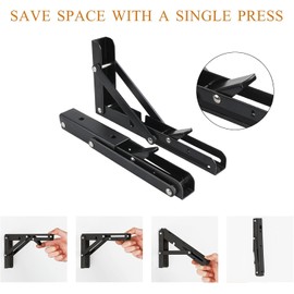 Shelf Bracket, Folding Bracket, Shelf Support, Hanging Shelf Bracket, Wall Hanging Accessory, Steel Bracket, Wall Hanging, L-Shaped, Foldable, Space Saving, Stainless Steel, Load Capacity 176.4 lbs