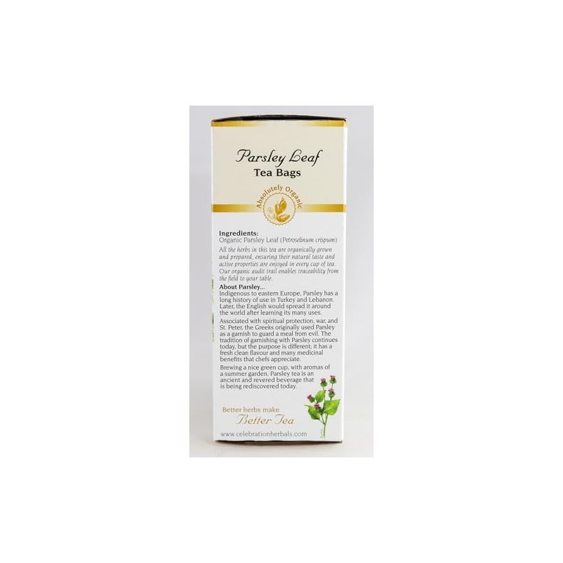 Celebration Herbals Té de hojas de perejil orgánico sin cafeína,
