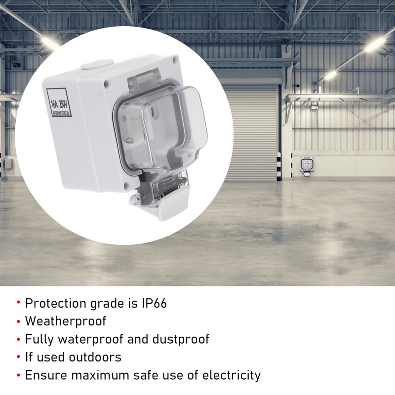 Outdoor Socket IP66 Weatherproof German Outdoors Outlet for Gardens Workshops