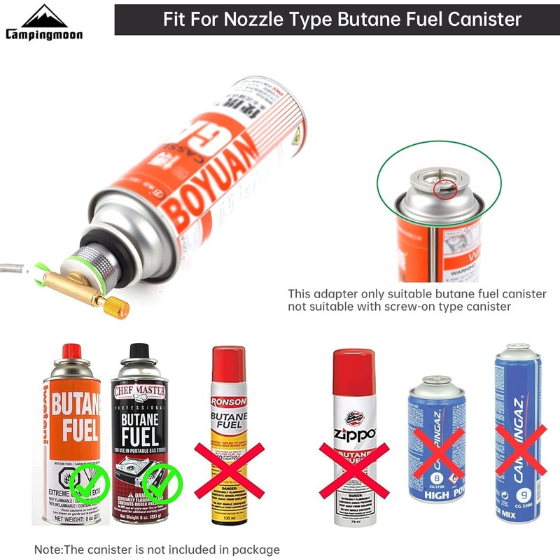 CAMPINGMOON Butane Nozzle Converter Adapter Simple Lockable for Nozzle Bottle