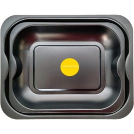 3-Pack Deep Black Roasting Baking Tray Set - x2 Medium (33cm) & x1 Large (38cm) - Baking Tray Set Tray/Pan, Non-Stick, Multi-Pack Set Oven Trays - Dishwasher Safe and Easy