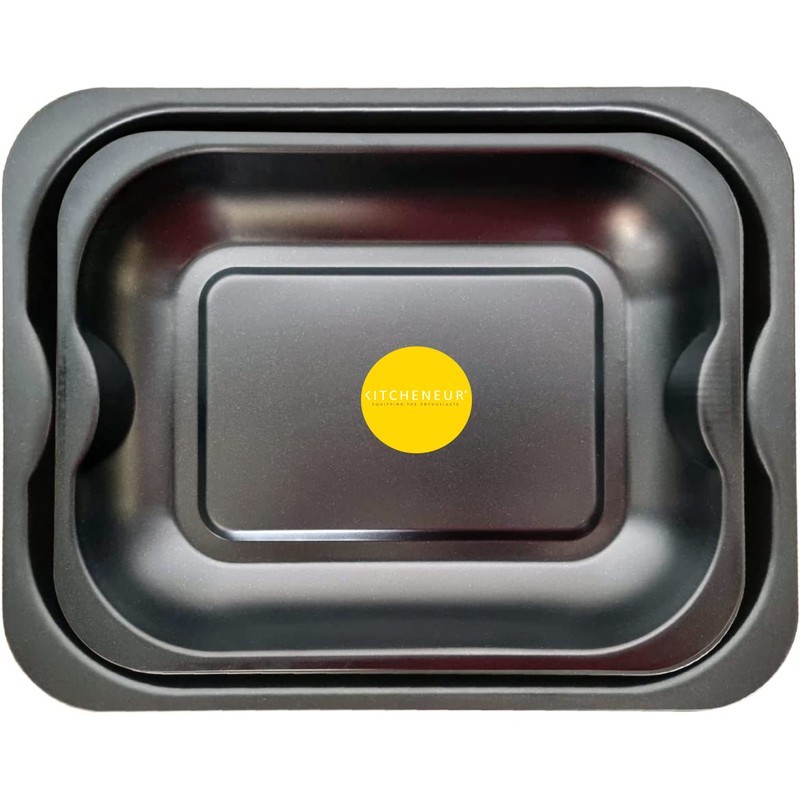3-Pack Deep Black Roasting Baking Tray Set - x2 Medium
