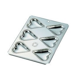 FK Tin Muffin Molds Heart Shape 6 Pieces Bed in a Bag