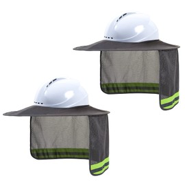 LIZMOF Hard Hat Sun Shade, High Visibility Sun Visor Neck Shade with Reflective Strip, Hard Hat Accessories, Full Brim, Man& Woman (Hard Hat Not Included), Grey, 2 Pack