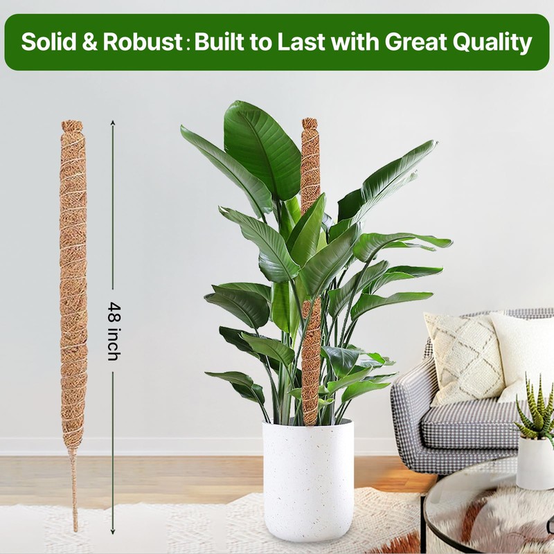 48 Inch Bendable Moss Pole for Plants Monstera, Coir Plant