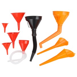 VIDETOL 9-Piece Funnel Set, 3 Sizes Funnel, Flexible Filling Funnel with Hose and Strainer for Car, Household and Workshop