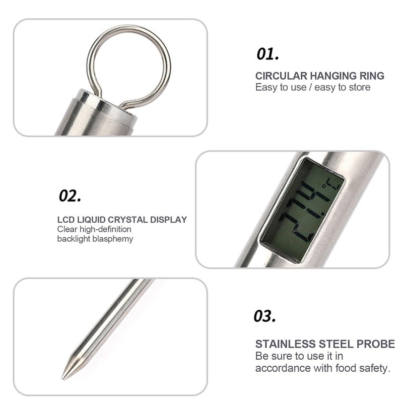 Instant Read Meat Temperature Meter | LCD Backlight Display Stainless