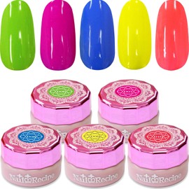 NailRecipe Nail Gel Nail Color Gel, Set of 5 Colors, Cute Like Flowers (Neon D6-10)