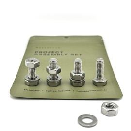 MAKERHAUS M6x16 Hex Bolt Set (4 Pack) Nut & Washer – Fully Threaded – 304 Stainless Steel