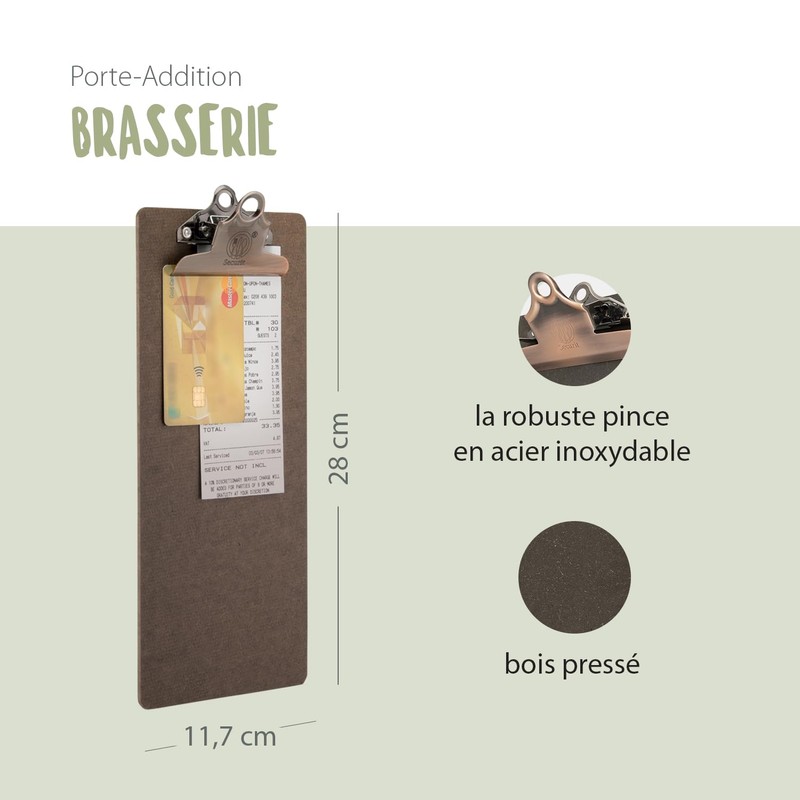 Securit Wooden Bill Presenter Clipboard, Brown with Stainless Steel Clip