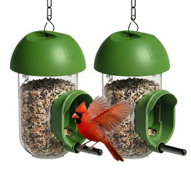 LONA Bird Feeders for Outdoors 2 Pack, Tube Birds Feeder Weatherproof with Multiple Hanging Methods, Wild Feeding Silo for Outside, 1 Port