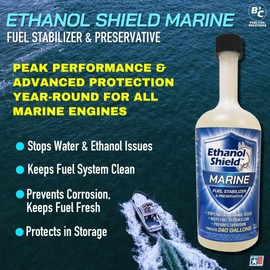 Ethanol Shield Marine Fuel Stabilizer & Preservative 1 Gallon (128 oz) - Full Fuel Cleaner - Fuel Injector Cleaner - Removes Water- Protects Fuel System - 1 Gallon Treats 1280 gallons of Gasoline.
