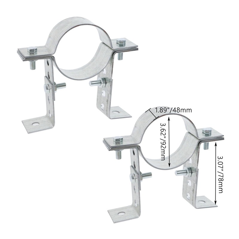 Pastlla 2 Pcs 3.62 Inch Steel Adjustable Pipe Bracket Clamp,