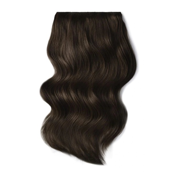cliphair Double Wefted Full Head Remy Clip in Human Hair Extensions - Dark Brown (#3), 16" (180g)