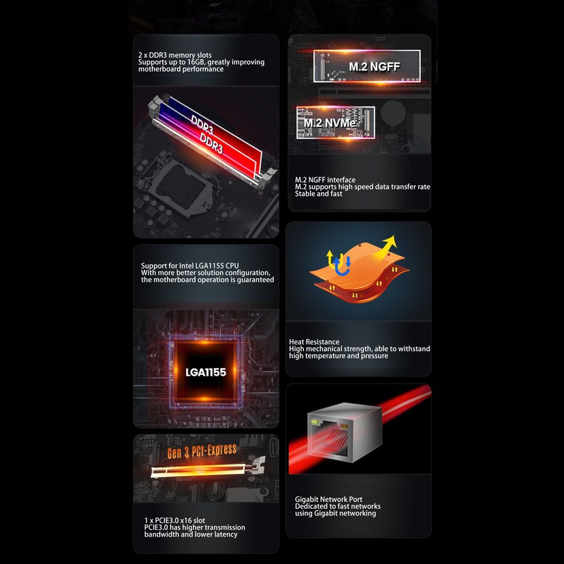 H61M K Computer Motherboard DDR3 Memory for Intel Socket LGA1155