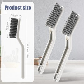 2pcs Hard Bristle Crevice Cleaning Brushes, Multifunctional Gap Cleaning Brush Detail Cleaner Tool Scrub Brush for Household Use Kitchens Bathrooms Tile Window Groove Toilet (White)