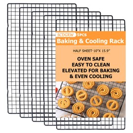 SCDGRW 5PCS Cooling Racks for Cooking and Baking - 10" x 16" Wire Rack Baking Rack, Oven Cooking Rack, Heavy Duty Baking Rack for Grilling. Roasting, Cooking, Drying