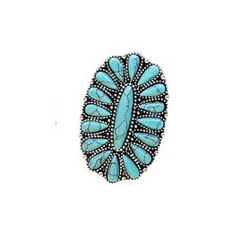 COLORFUL BLING Western Jewelry Natural Turquoise Diamond Flower Rings for Women Boho Turquoise Silver Rings Jewelry Adjustable Vintage Gemstone Stone Joint Knuckle Rings Finger Index Ring, Metal