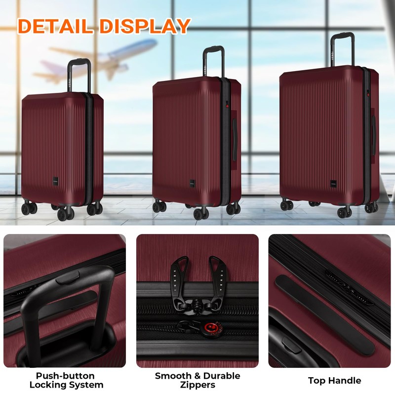 Verdi Hardside Carry On Luggage with Spinner Wheels, Lightweight Travel