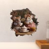 Tea Time Mice Mouse Hole Wall Decal with 3D Effect
