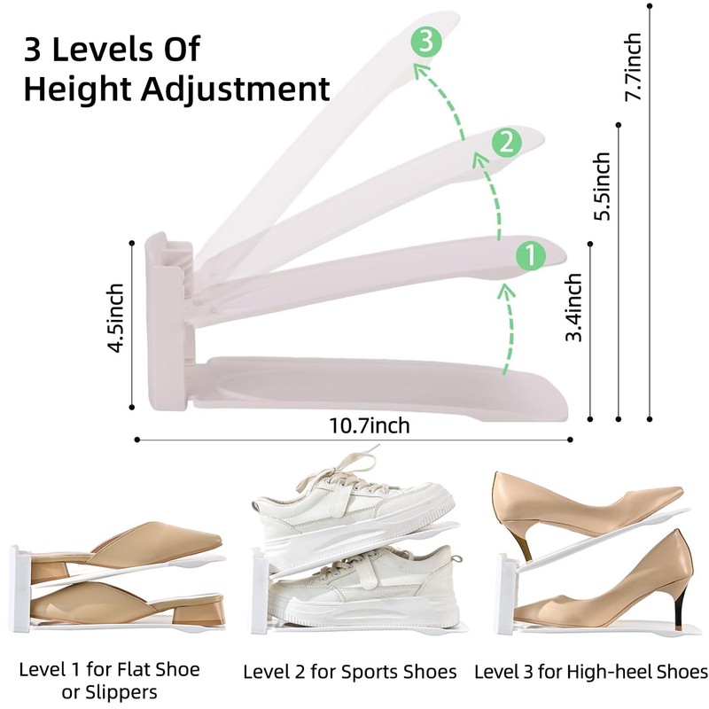 Uni HIMO 12 Pack Shoe Slots Organizer Adjustable Level Shoe