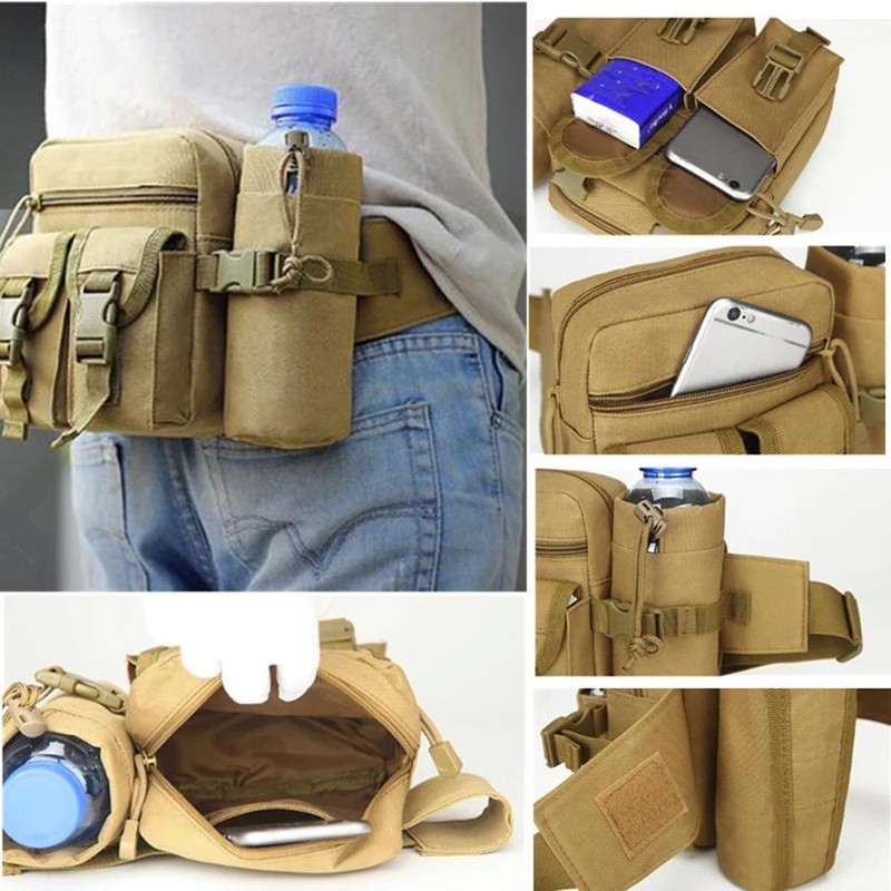Waist Pack Pouch with Water Bottle Pocket Holder Waterproof Fanny