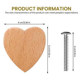 WIYETY Pack of 12 Heart Shaped Knobs for Cupboard, Wooden Cabinet Knobs, Furniture Handles Wood, Wooden Knobs for Dresser, Wooden Knobs, Cabinet Knobs, Furniture Knobs for Drawers, Furniture (Heart