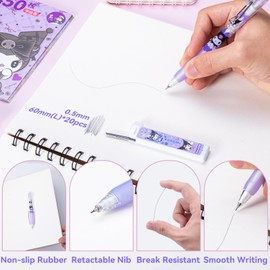 Cute School Supplies Anime Stationery Gift Set Includes 0.5MM Mechanical Pencil & Pencil lead Set, Journal Notebook, 450 Stickers Book, Mini Sticky Notes, Eraser, Kawaii Back to School Gift(Purple)