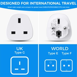 2pack Jsdoin EU Travel Adapter, 13A UK to European Plug Adapter, Europe Converter Type C, E, F for Spain, Italy, Portugal, Germany, Netherlands, Greece, Poland, Turkey and More（2pack)