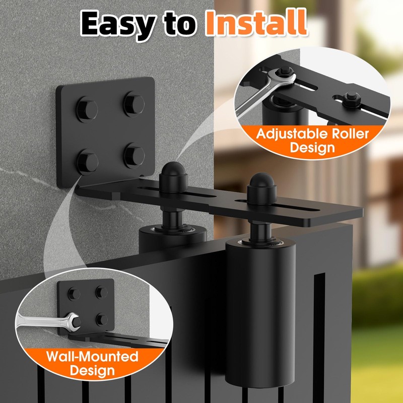 MeBantoo Heavy Duty Sliding Gate Guide Roller Hardware Kit, 4"
