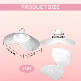 Pack of 2 Nursing Caps S, Nursing Caps, Nipple Shield Breastfeeding, Nursing Cover, Washable Nursing Pads, Disposable Nursing Pads, for Nursing Mothers with Inverted and Painful Nipples