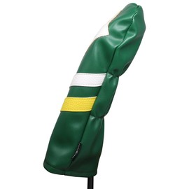 Majek Retro Golf Headcover Green White and Yellow Vintage Leather Style #3 Fairway Wood Head Cover Classic Look