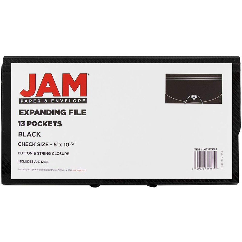 JAM PAPER Accordion Folders - 13 Pocket Plastic Expanding File