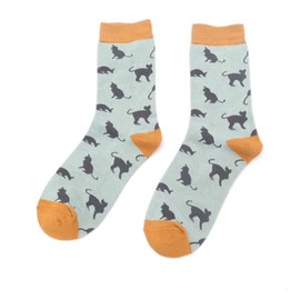 Miss Sparrow Cats Duck Egg Womens Novelty Ankle Socks Adult One Size