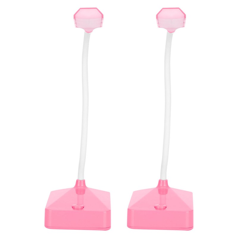 2 Sets LED Desk Lamp Pink Flexible Gooseneck Foldable Home