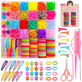 Girl Hair Accessories Set, Toddler Colorful Elastic Hair Ties Small Elastic Rubber Bands for Hair Baby Hair Ties Set with Hair Clips