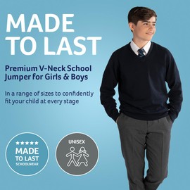 Trutex Boy's 100% Cotton V Neck Jumper, Black, 15 Years (Manufacturer Size: Large)