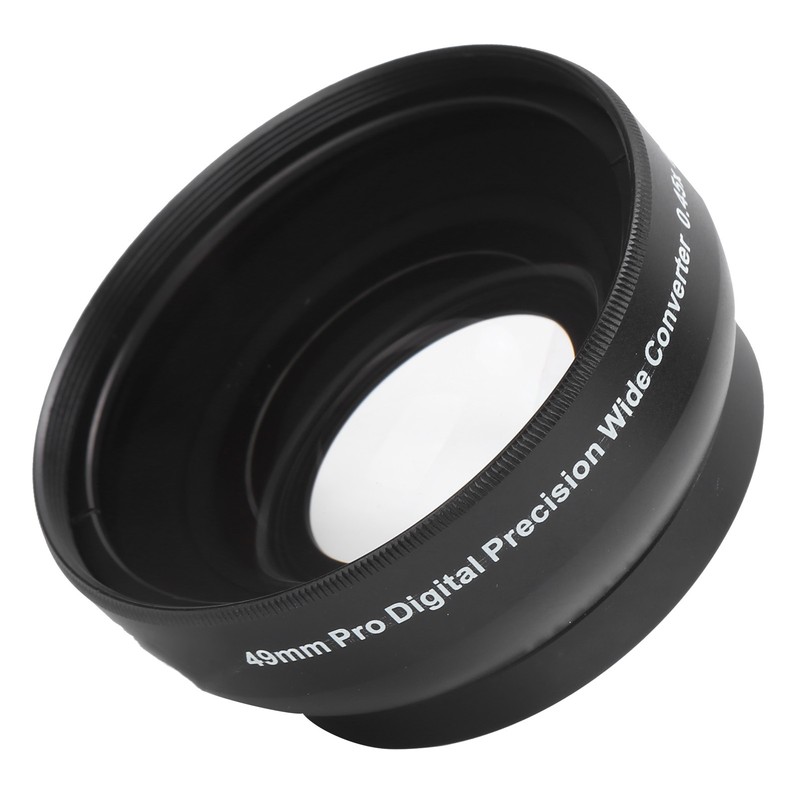 Optical Glass 0.45x WideAngle Black Additional Lens for 49mm Camera