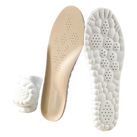 Leather Insoles for Women Men s - 4D Cushioning Cowskin Cloud Insole - Super Soft Memory Foam Insole (Brown, Women: US 4-8.5)