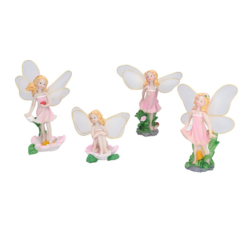 4Pcs Flower Fairies Figurines Statue Garden Home Ornament Resin Model