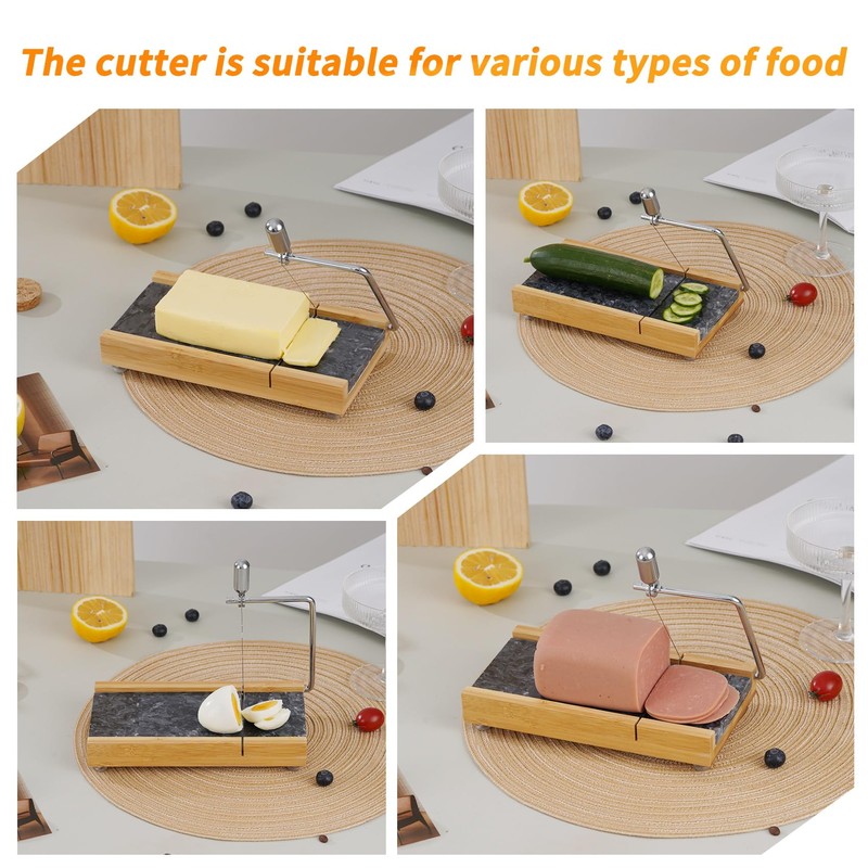 Tianman Cheese Slicer Cheese Cutter with 4 Replacement Cutting Wire,Heavy