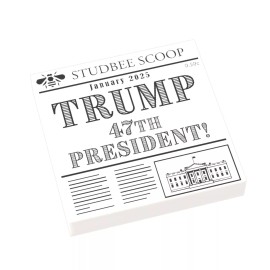 Studbee NEW Custom Printed Minifig Newspaper - Trump 47th President - 2x2 White Tile