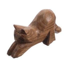 GRIRIW Hand Carved Wooden Cat Figurines Unique Cat Statues for Home Decor Expertly Crafted Wooden Art for Cat Lovers Cute Kitten Ornaments for Office Desk Table